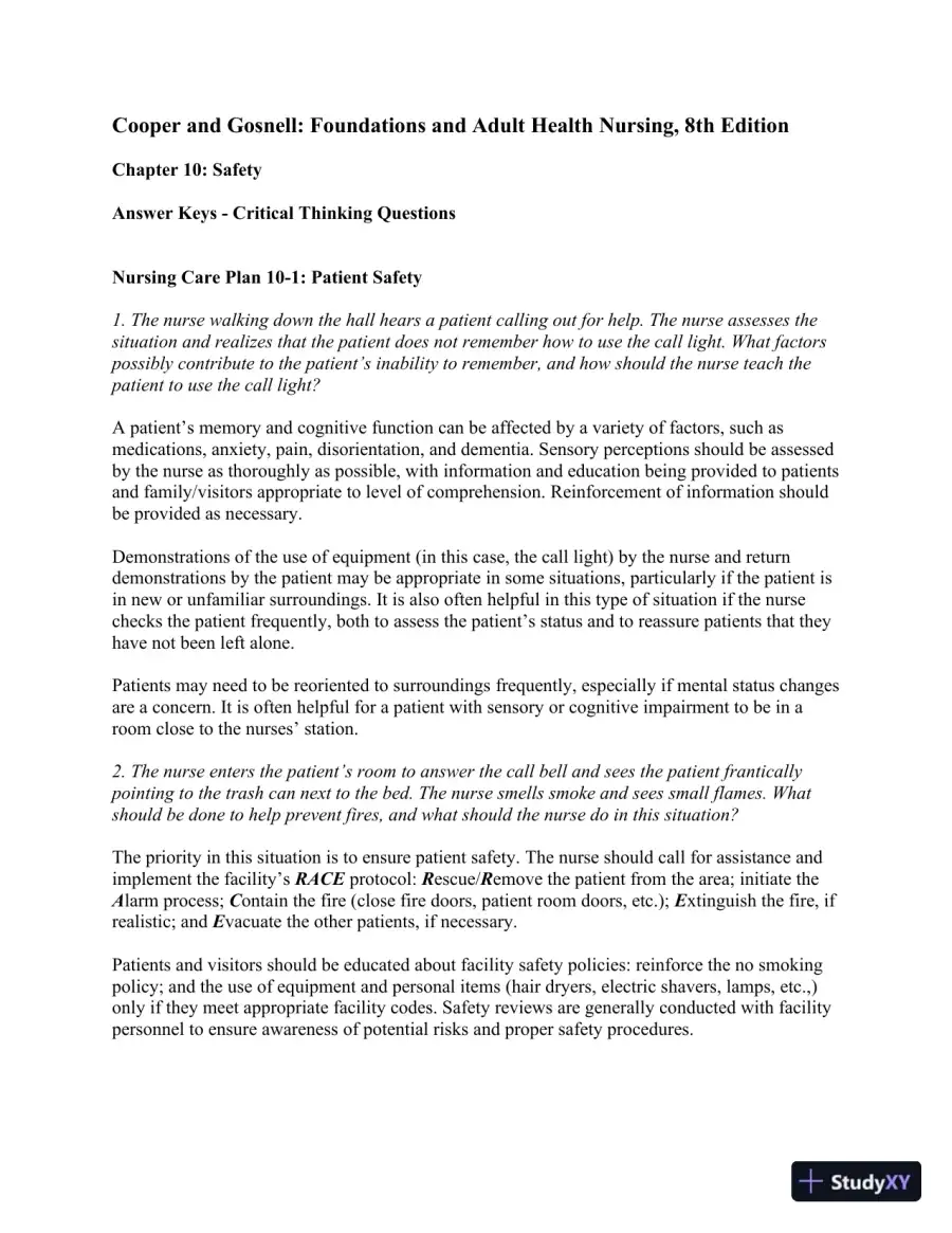 Solution Manual For Foundations and Adult Health Nursing, 8th Edition, page 6