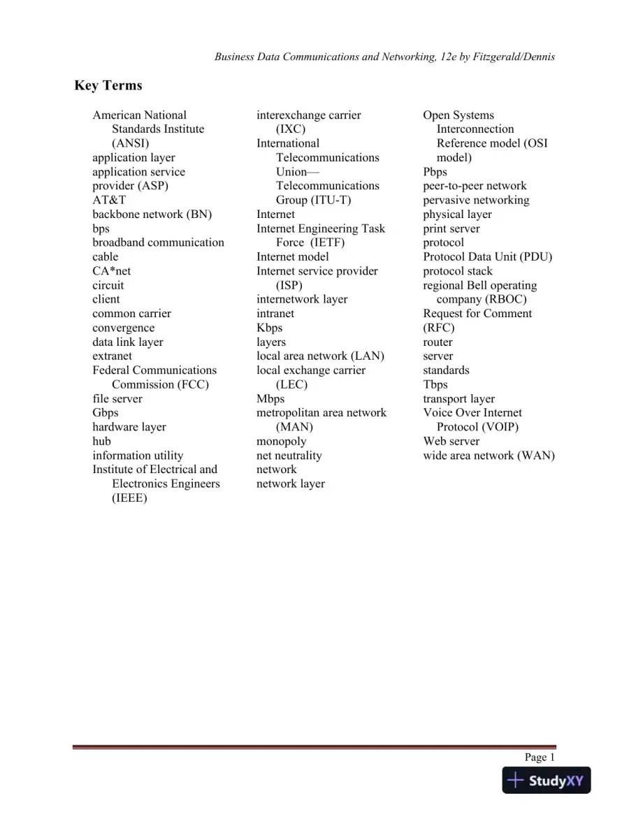 Business Data Communications and Networking, 12th Edition Solution Manual, page 3
