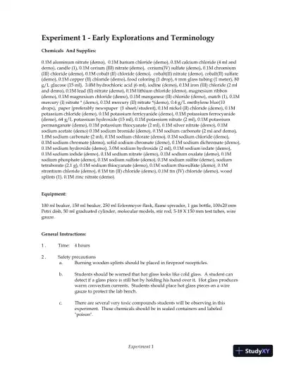Solution Manual for Experiments in General Chemistry, 6th Edition - Page 13 preview image