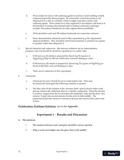 Solution Manual for Experiments in General Chemistry, 6th Edition - Page 14 preview image