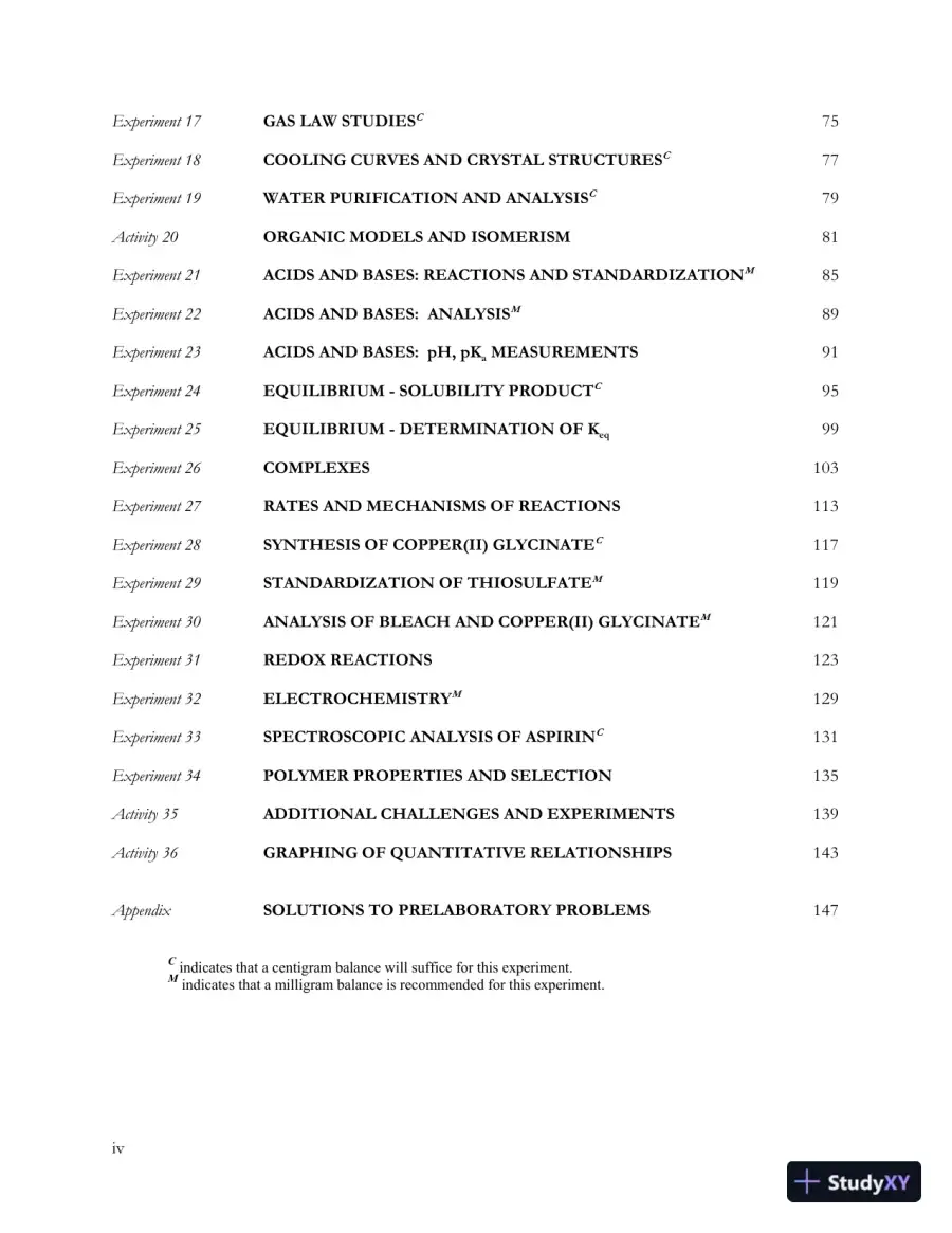 Solution Manual for Experiments in General Chemistry, 6th Edition, page 3