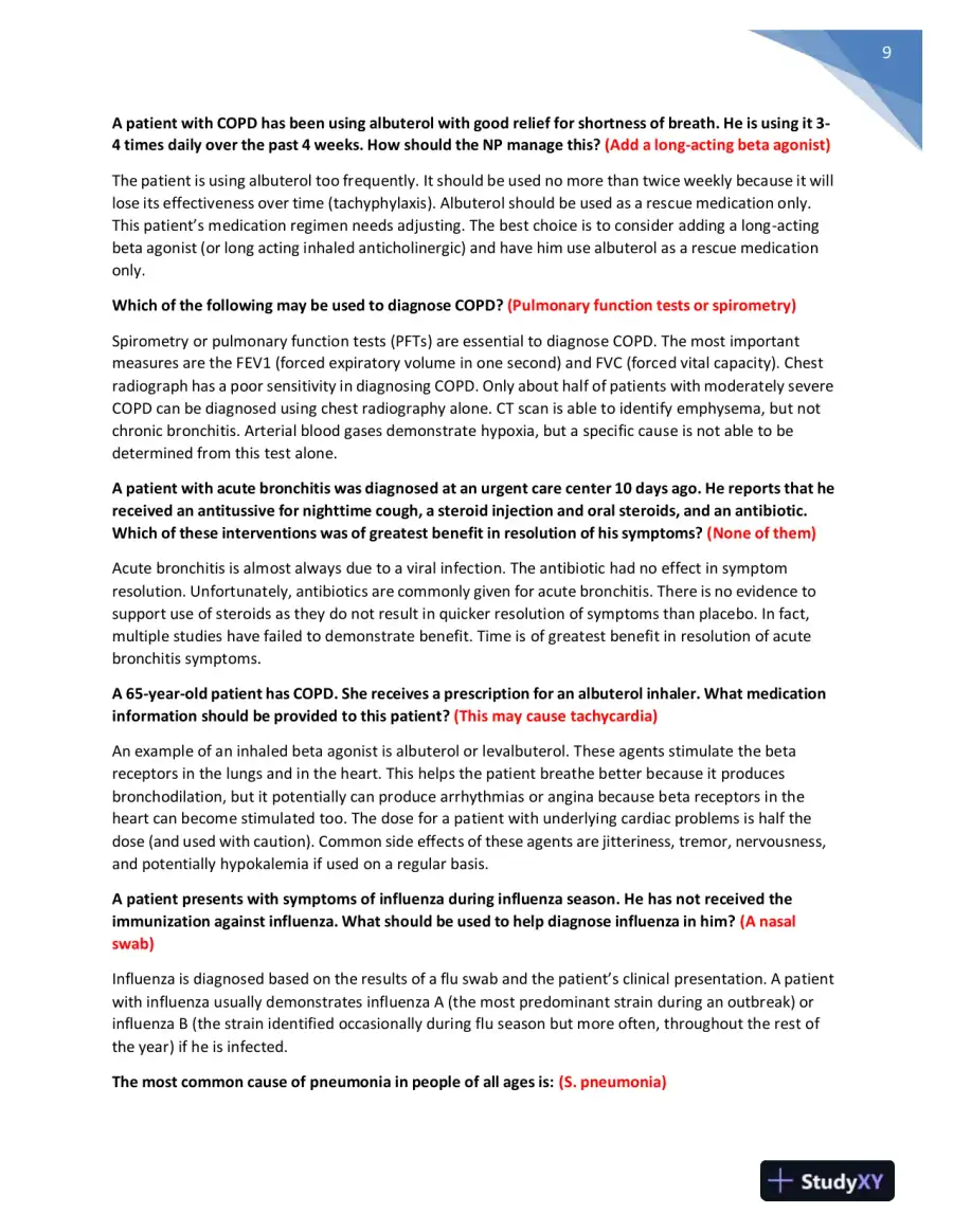 NR511 Nursing Diagnosis Midterm Exam With Answers (401 Solved Questions), page 10