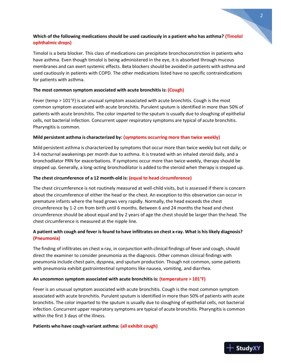 NR511 Nursing Diagnosis Midterm Exam With Answers (401 Solved Questions), page 3