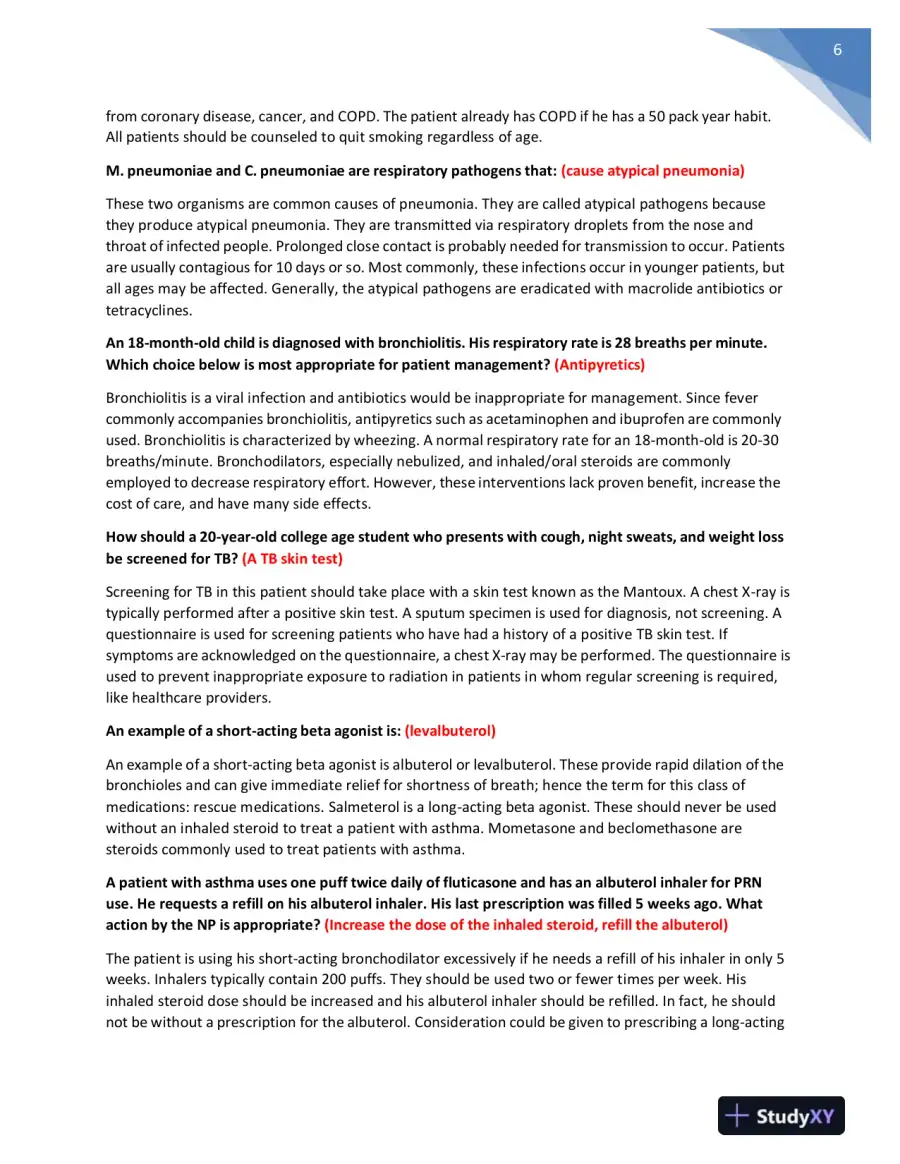 NR511 Nursing Diagnosis Midterm Exam With Answers (401 Solved Questions), page 7