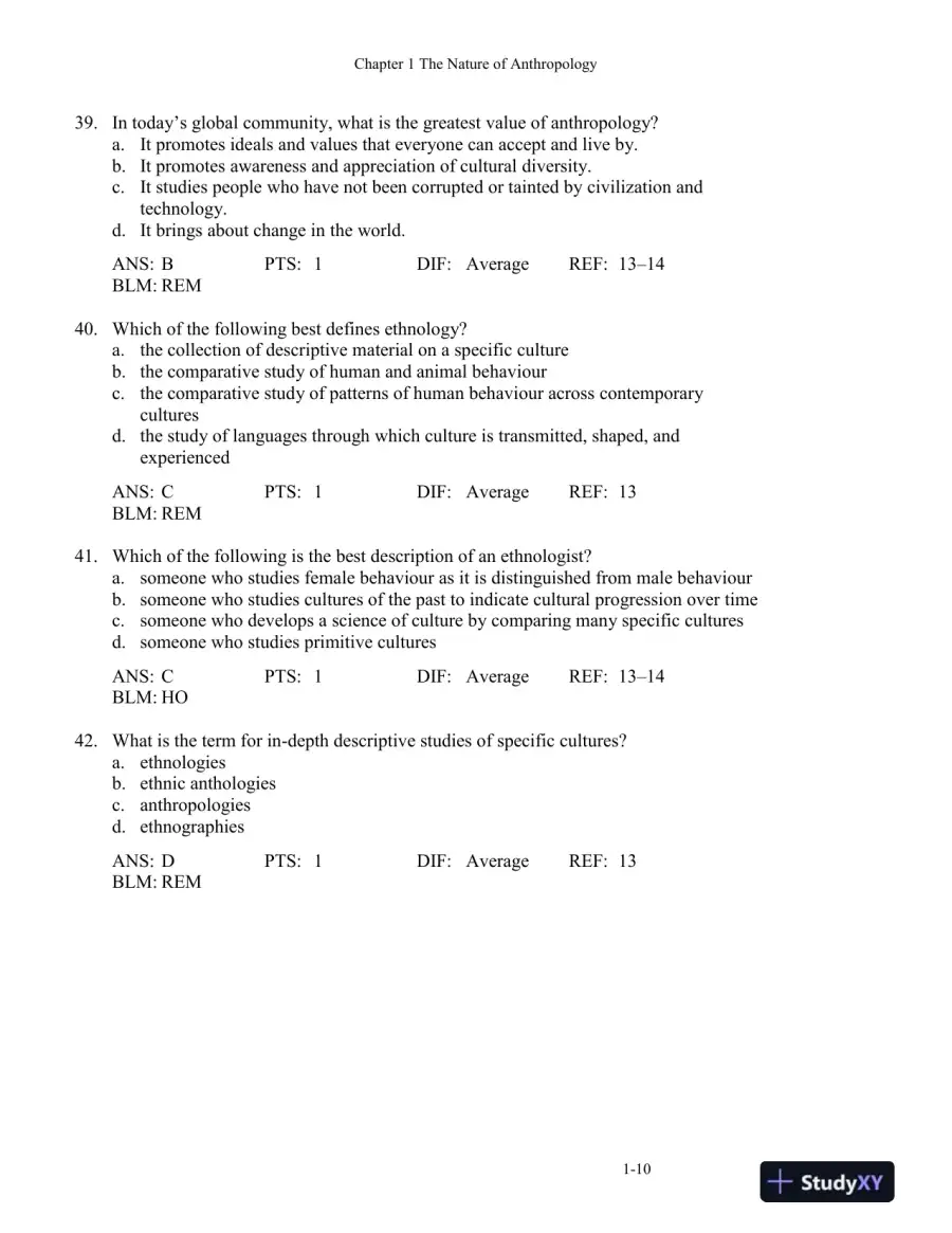 Cultural Anthropology, Fourth Canadian Edition Test Bank, page 14