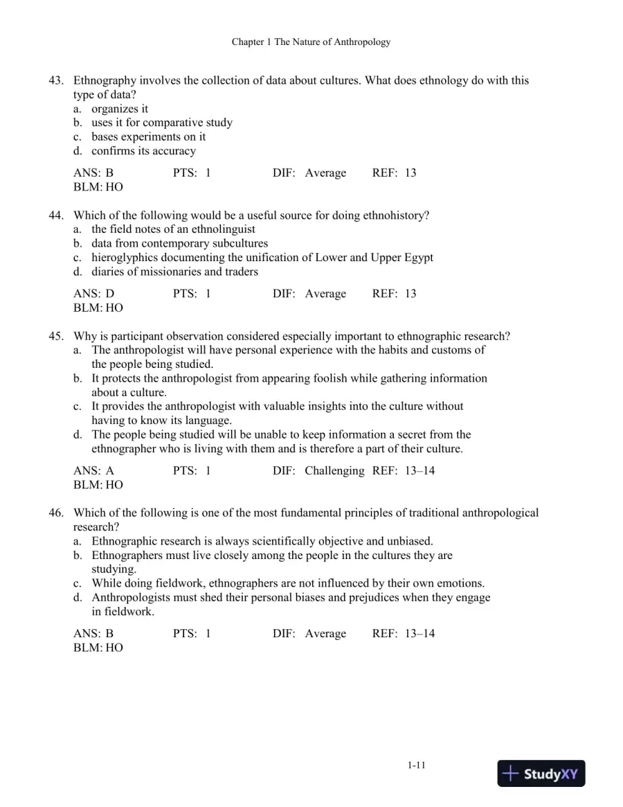 Cultural Anthropology, Fourth Canadian Edition Test Bank, page 15