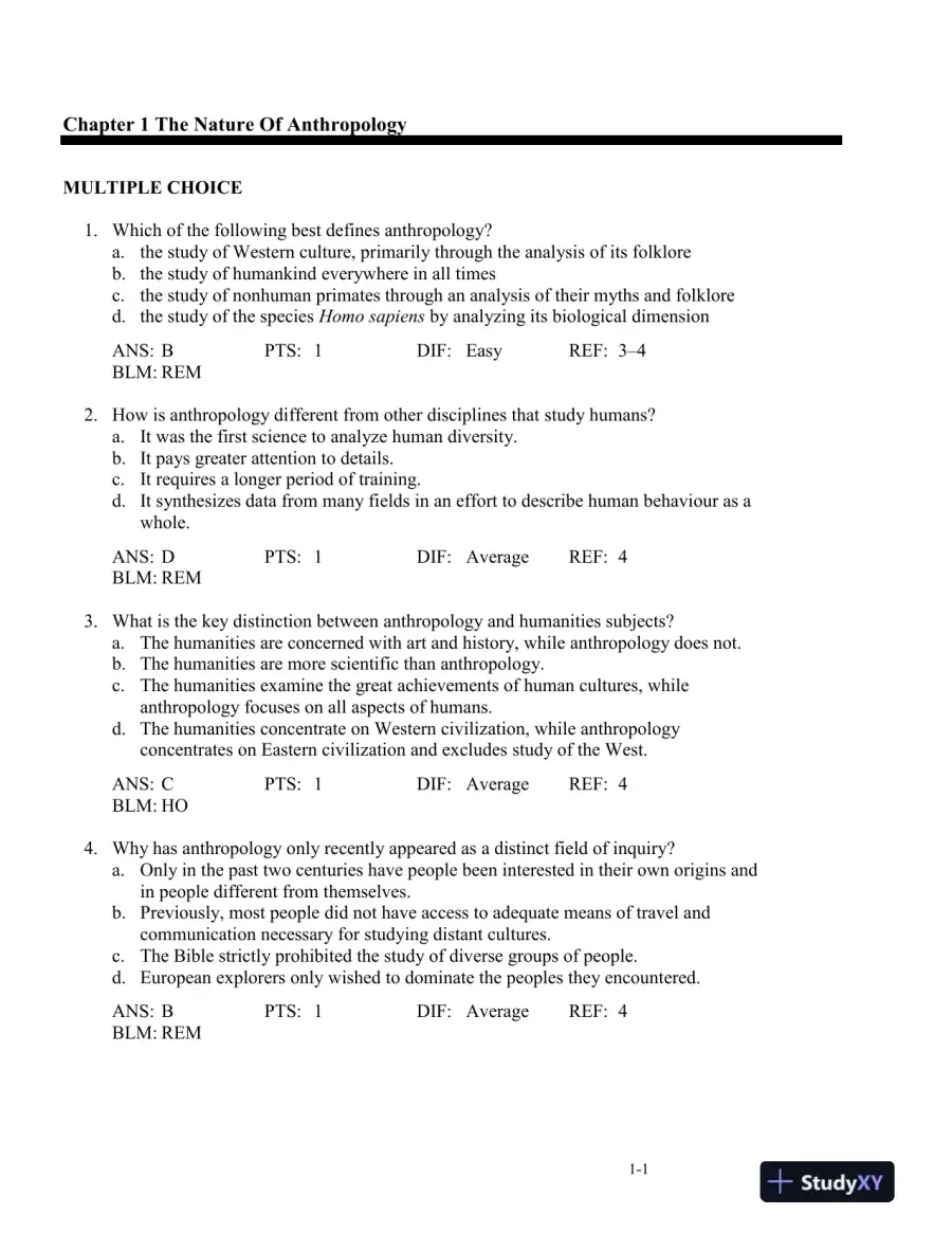 Cultural Anthropology, Fourth Canadian Edition Test Bank, page 5