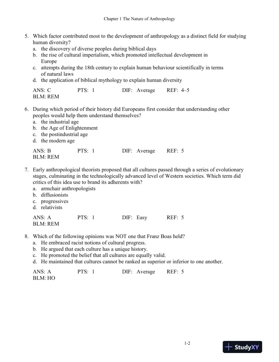 Cultural Anthropology, Fourth Canadian Edition Test Bank, page 6