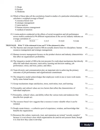 Organizational Behavior: Improving Performance and Commitment in the Workplace 3rd Canadian Edition Test Bank - Page 13 preview image