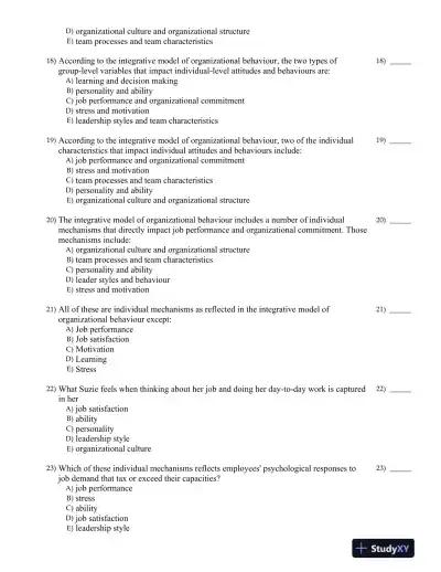 Organizational Behavior: Improving Performance and Commitment in the Workplace 3rd Canadian Edition Test Bank - Page 5 preview image