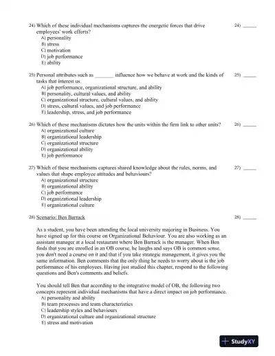 Organizational Behavior: Improving Performance and Commitment in the Workplace 3rd Canadian Edition Test Bank - Page 6 preview image
