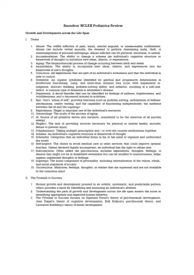 Pediatrics NCLEX Review Saunders - Page 1 preview image