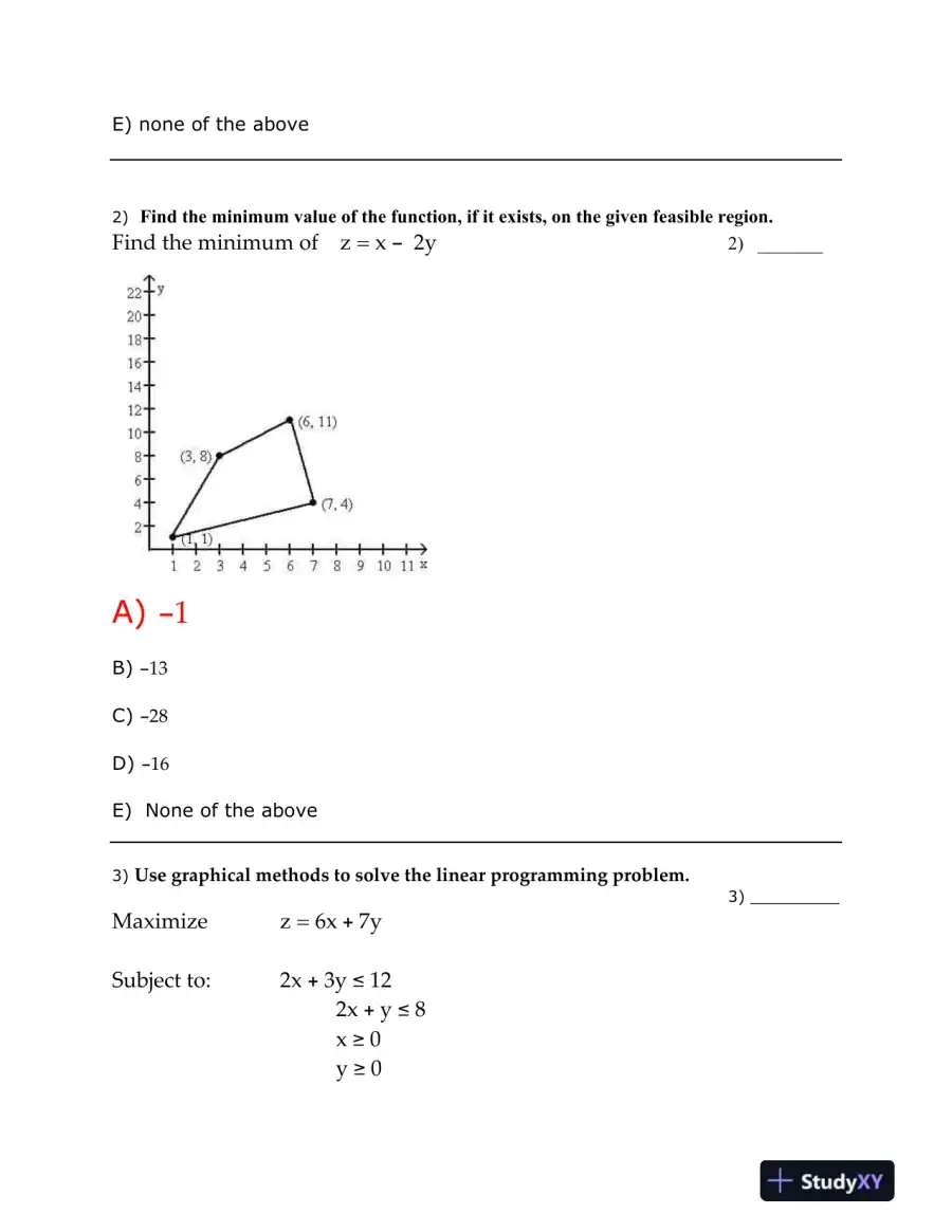 MATH 106 - Quiz 4: Linear Programming and Set Theory, page 3