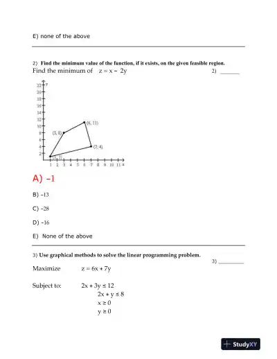MATH 106 - Quiz 4: Linear Programming and Set Theory - Page 3 preview image