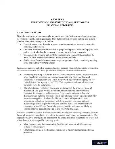 Financial Reporting And Analysis, 7th Edition Class Notes - Page 1 preview image