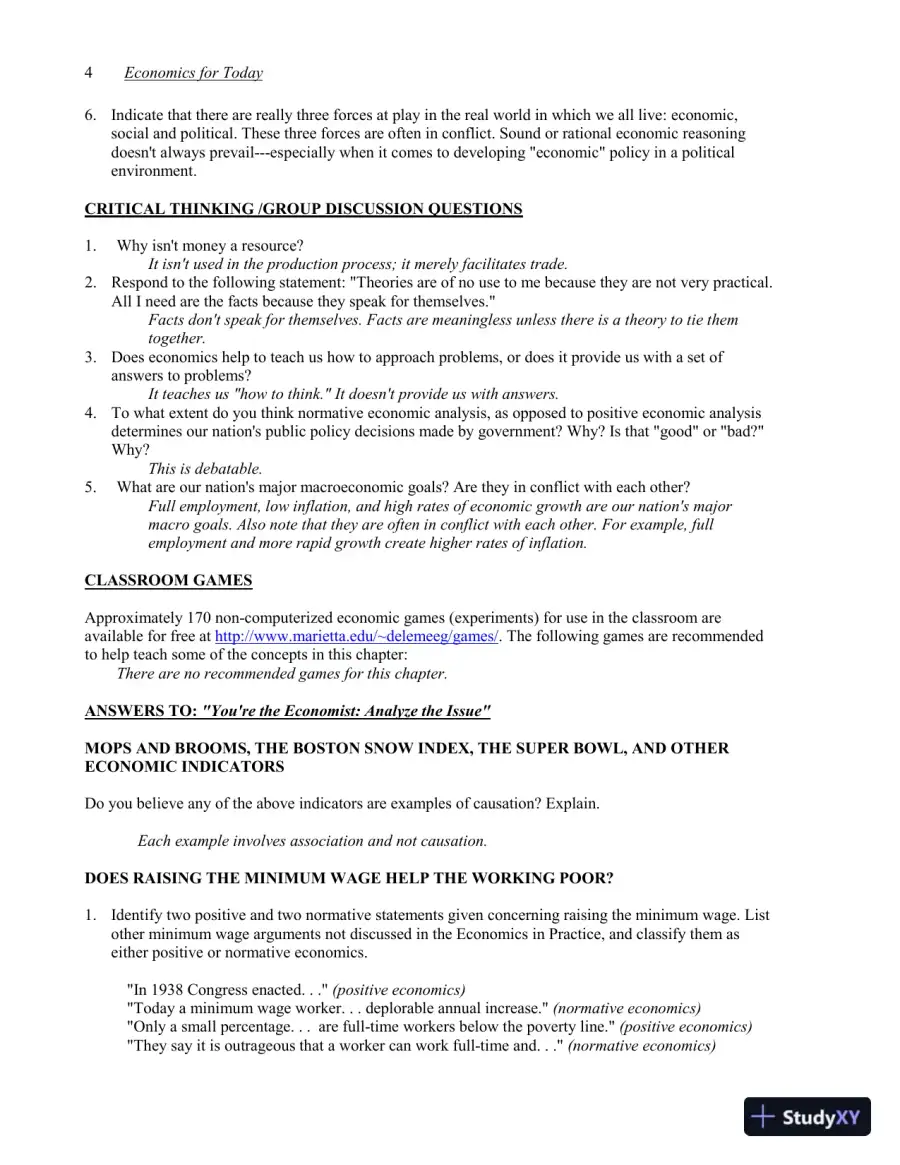 Economics for Today, 8th Edition Solution Manual, page 5
