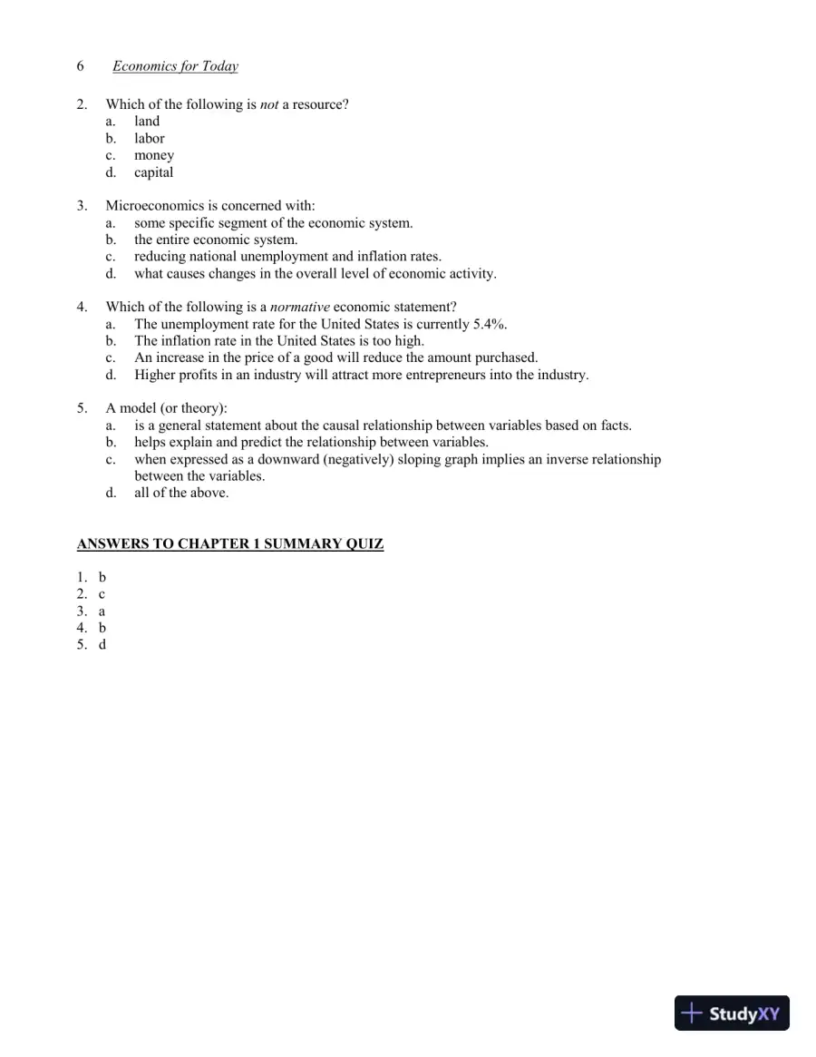 Economics for Today, 8th Edition Solution Manual, page 7