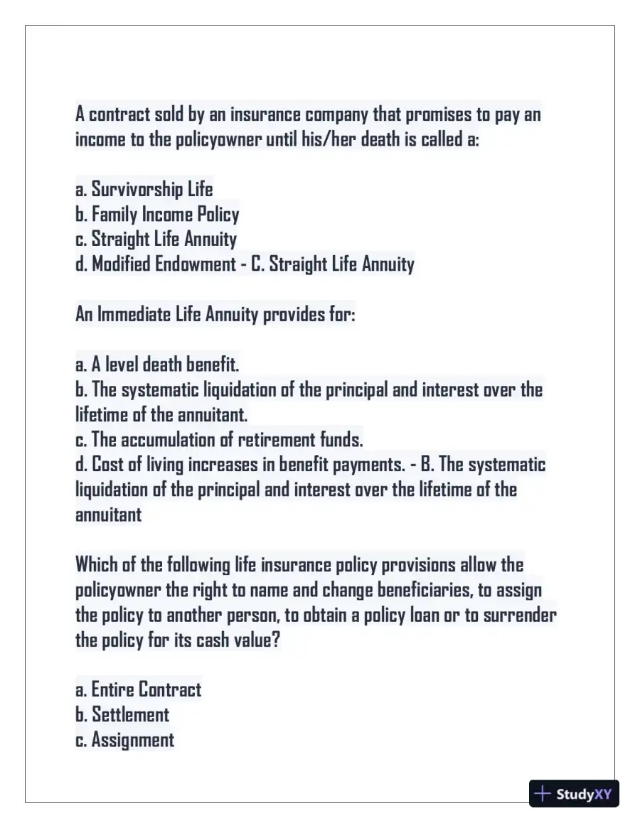 2024 Indiana Life Insurance Practice Exam with Answers (75 Solved Questions), page 10