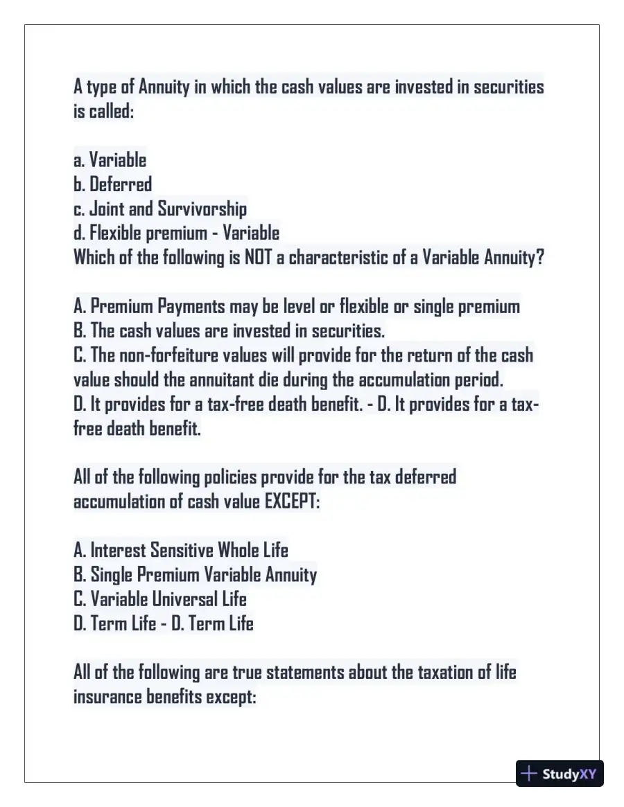 2024 Indiana Life Insurance Practice Exam with Answers (75 Solved Questions), page 3