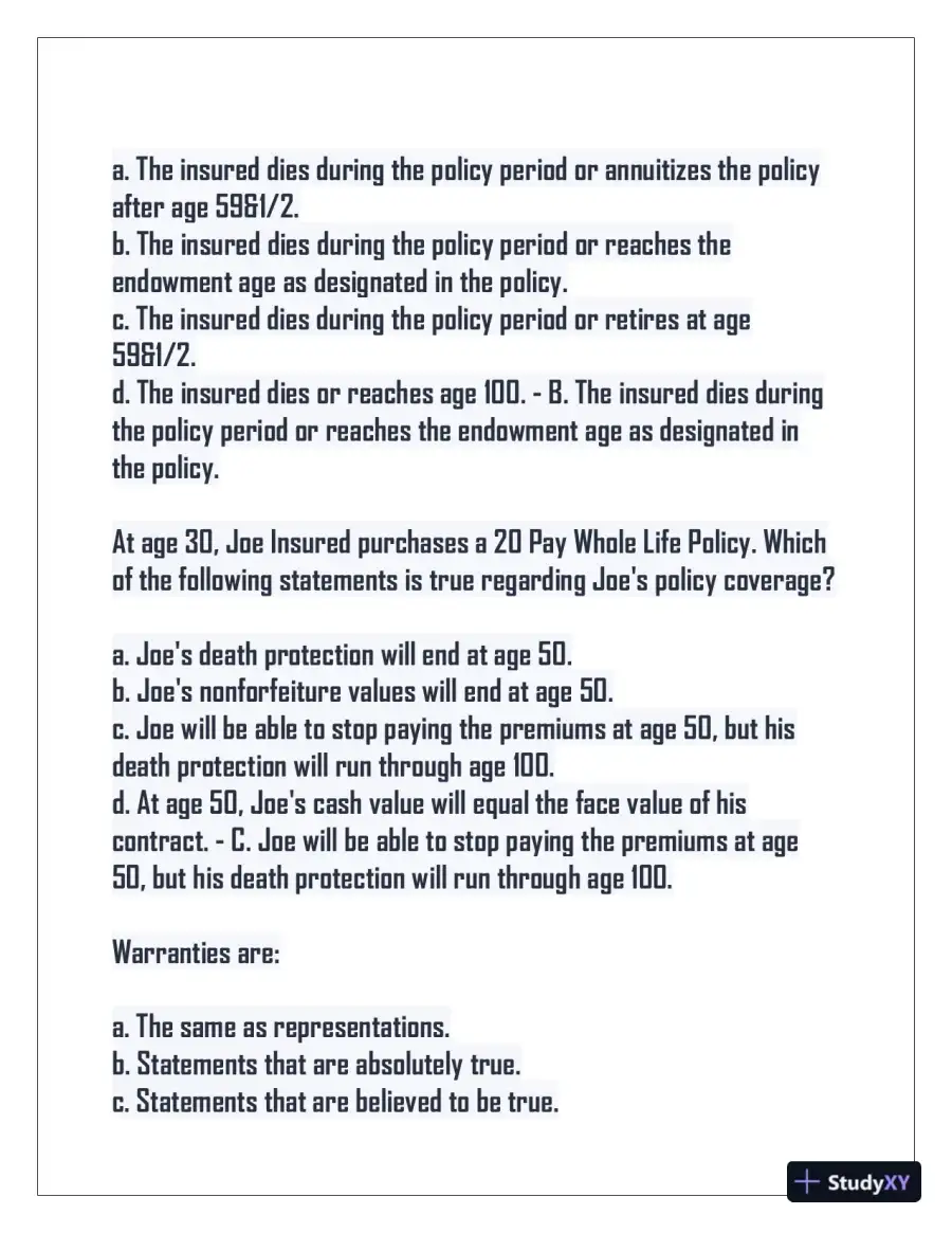 2024 Indiana Life Insurance Practice Exam with Answers (75 Solved Questions), page 5