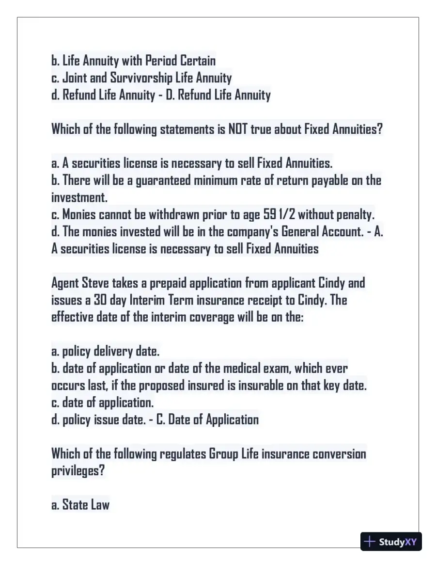 2024 Indiana Life Insurance Practice Exam with Answers (75 Solved Questions), page 7