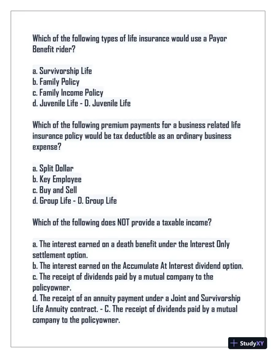 2024 Indiana Life Insurance Practice Exam with Answers (75 Solved Questions), page 9