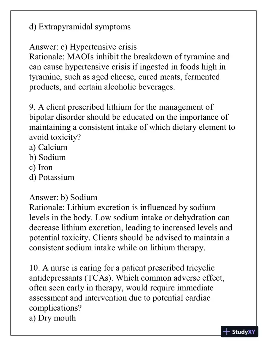 2024 NUR7350 Psychopharmacology Across the Lifespan with Answers (36 Solved Questions), page 7