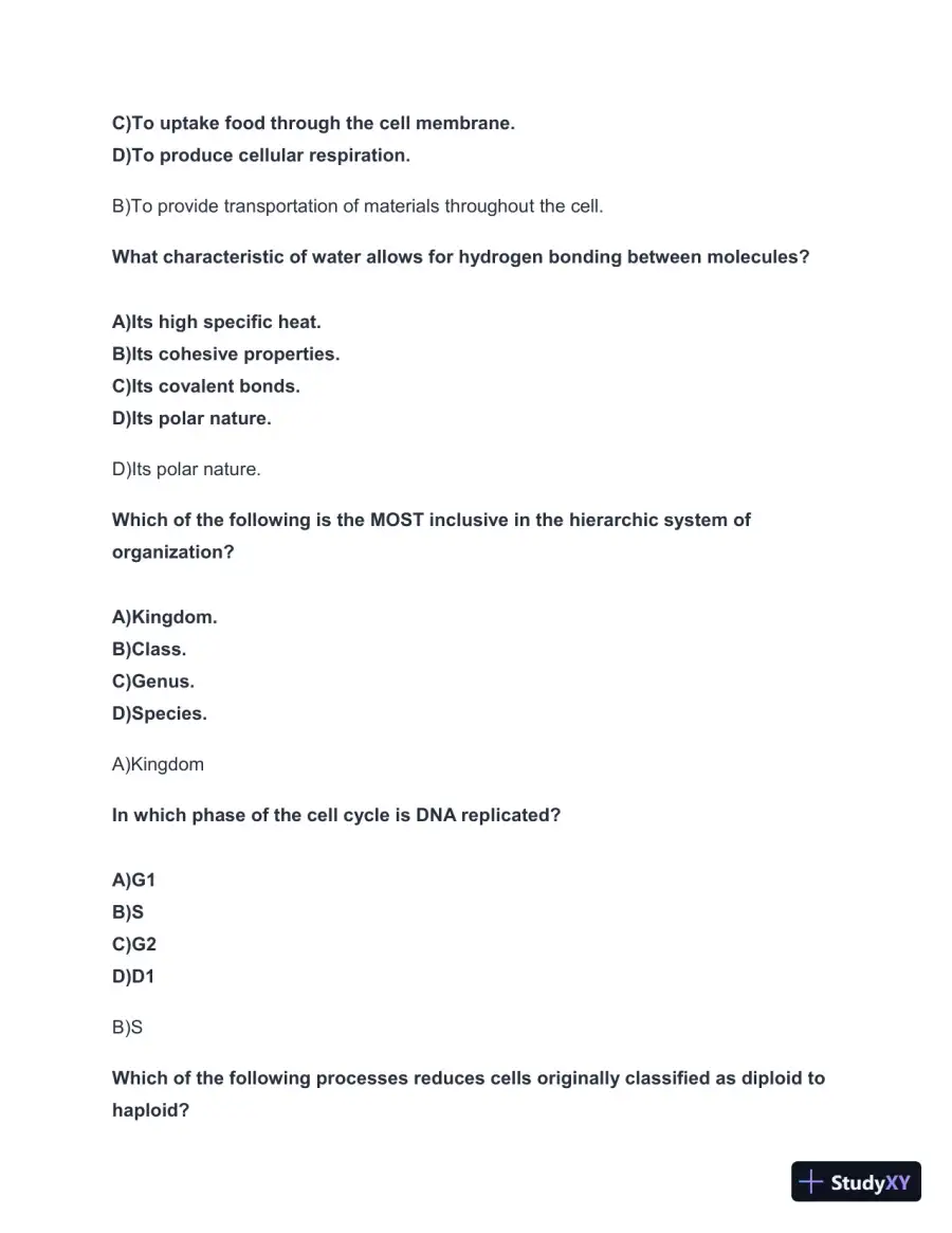 2024-2025 HESI A2 Biology Entrance Exam with Answers (42 Solved Questions), page 3