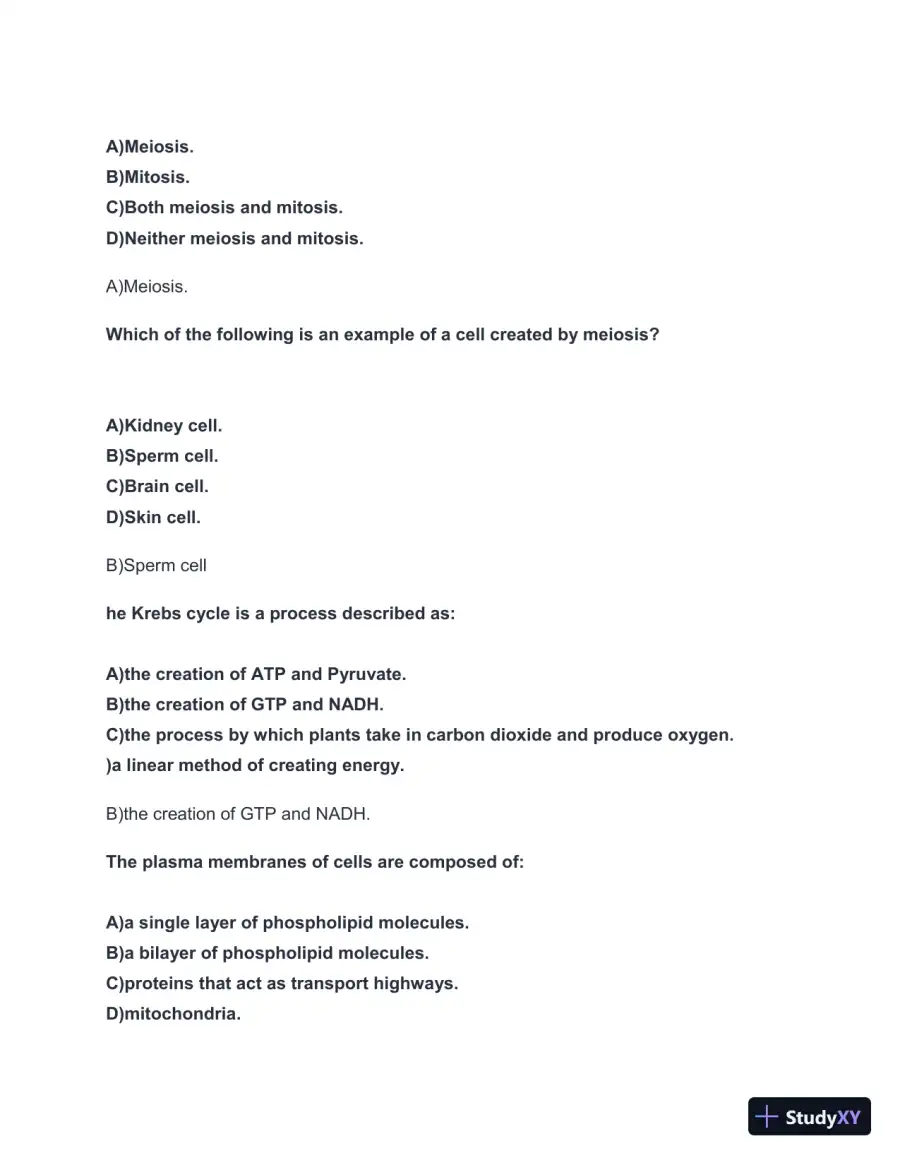 2024-2025 HESI A2 Biology Entrance Exam with Answers (42 Solved Questions), page 4