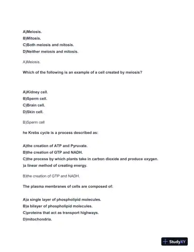 2024-2025 HESI A2 Biology Entrance Exam with Answers (42 Solved Questions) - Page 4 preview image