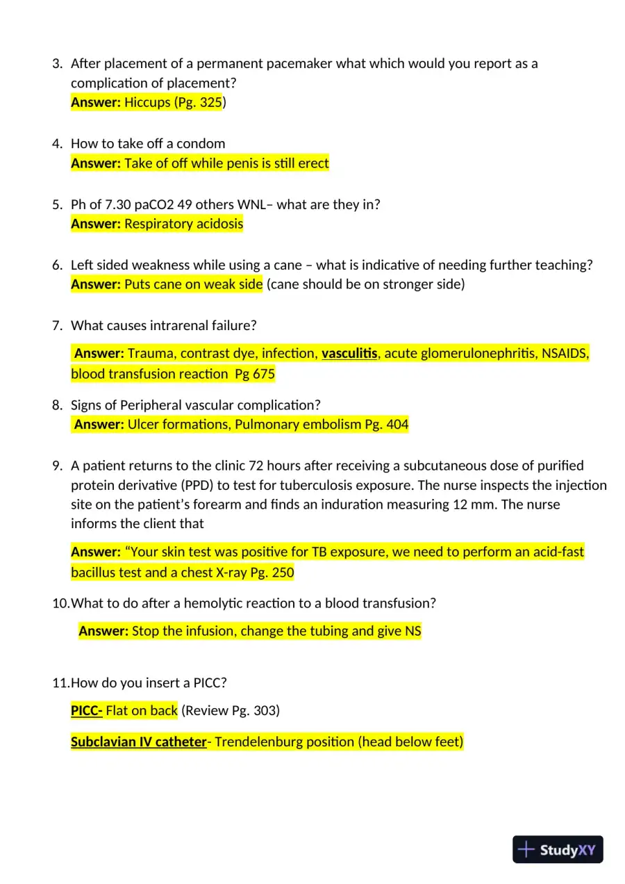 2021 HESI PN Medical surigical Proctored Exam Versions 6 With Answers (61 Solved Questions), page 3