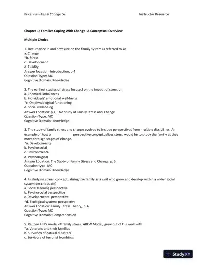 Families and Change: Coping With Stressful Events and Transitions Fifth Edition Test Bank - Page 1 preview image