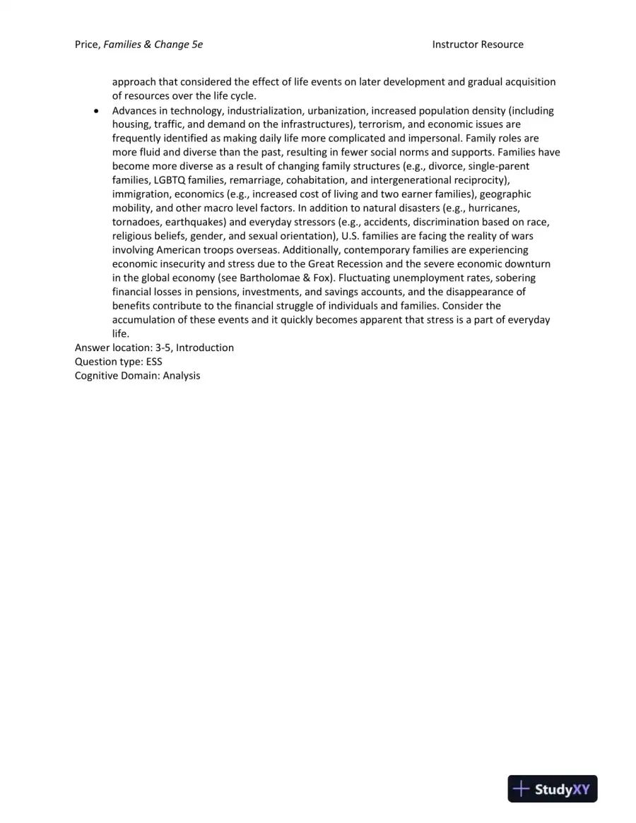 Families and Change: Coping With Stressful Events and Transitions Fifth Edition Test Bank, page 10