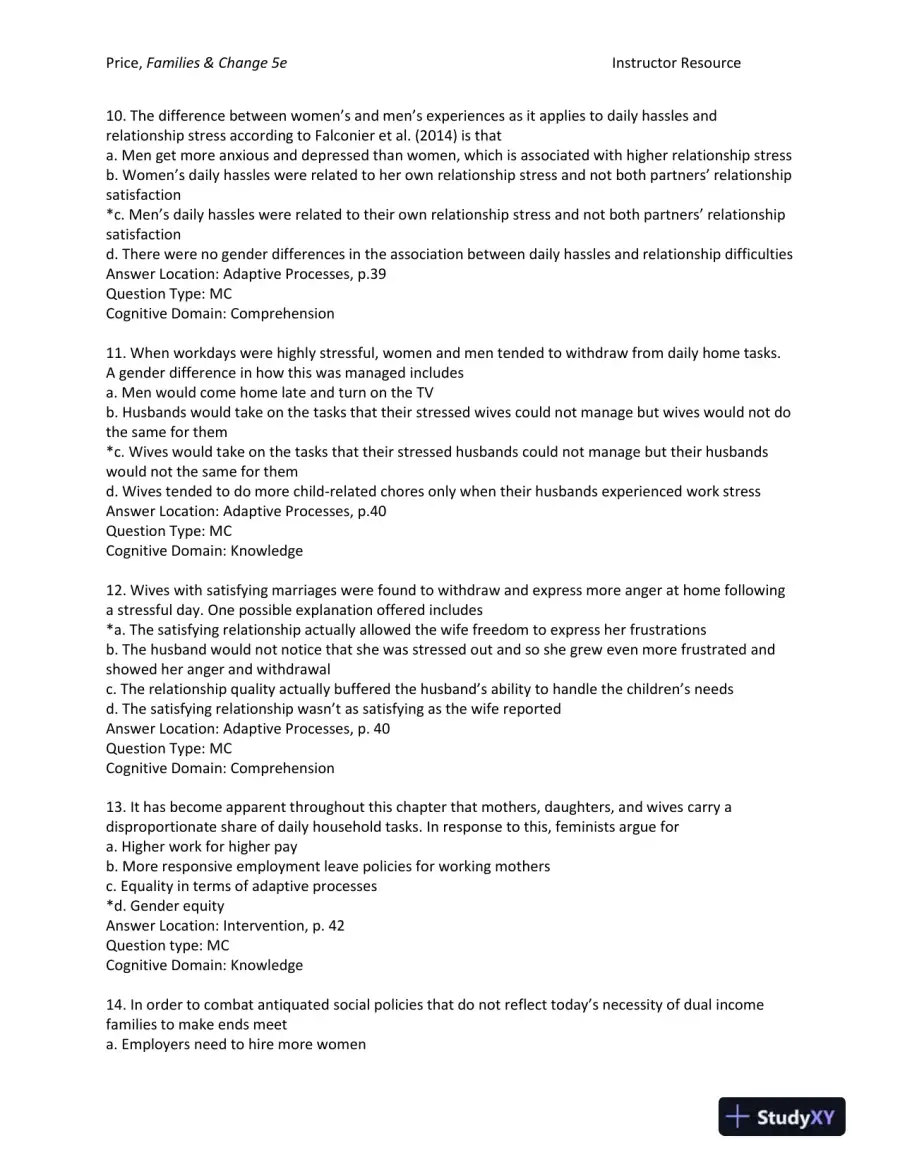 Families and Change: Coping With Stressful Events and Transitions Fifth Edition Test Bank, page 13