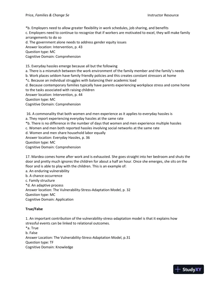 Families and Change: Coping With Stressful Events and Transitions Fifth Edition Test Bank, page 14
