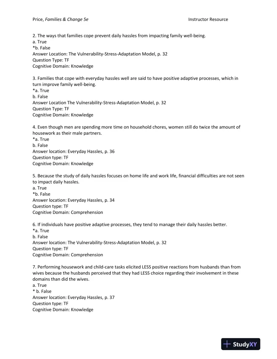 Families and Change: Coping With Stressful Events and Transitions Fifth Edition Test Bank, page 15