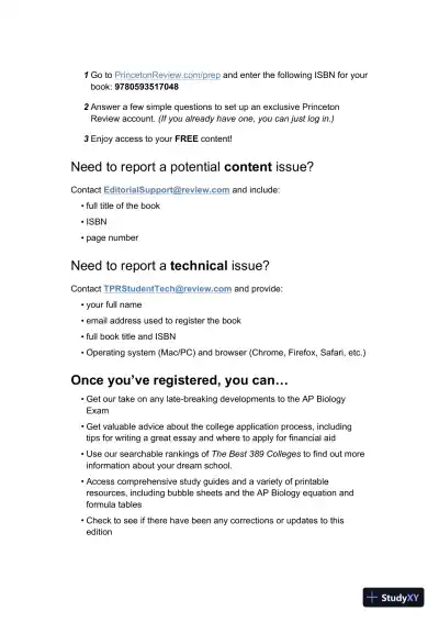 Princeton Review AP Biology Prep: 3 Practice Tests + Complete Content Review + Strategies and Techniques (2024) (2023) - Page 11 preview image