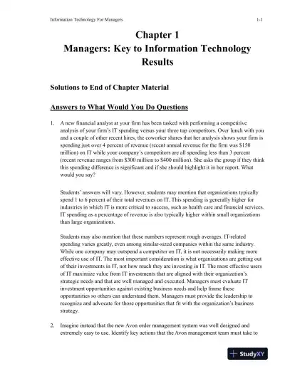 Information Technology For Managers, 2nd Edition Solution Manual - Page 1 preview image