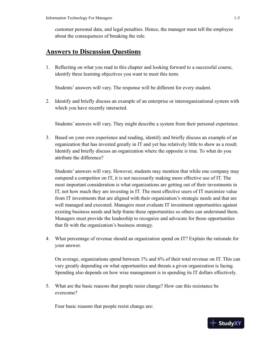 Information Technology For Managers, 2nd Edition Solution Manual, page 4