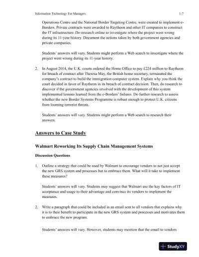 Information Technology For Managers, 2nd Edition Solution Manual - Page 8 preview image