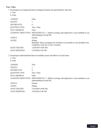Test Bank For Sociology in Our Times, 11th Edition - Page 1 preview image