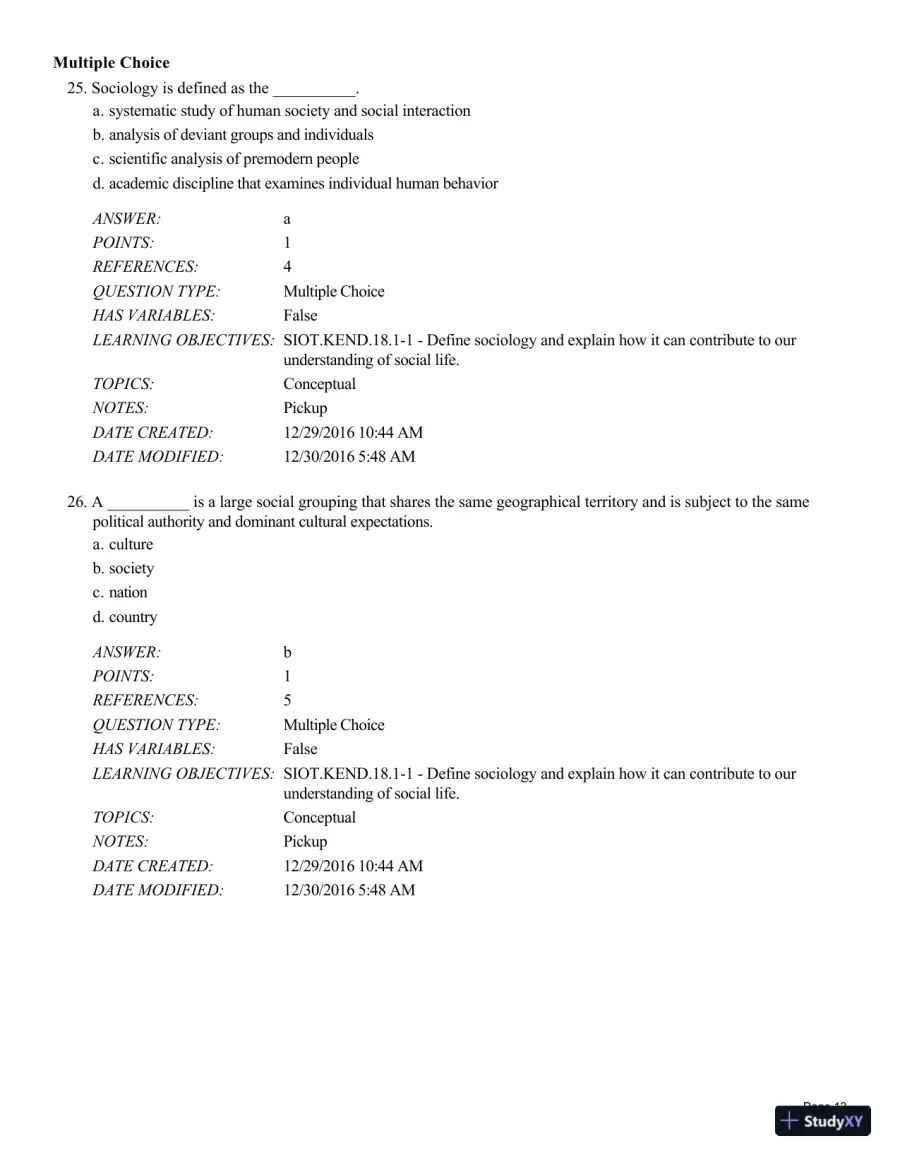 Test Bank For Sociology in Our Times, 11th Edition, page 14