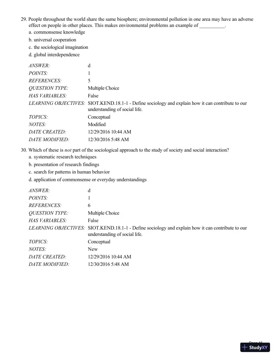 Test Bank For Sociology in Our Times, 11th Edition, page 16
