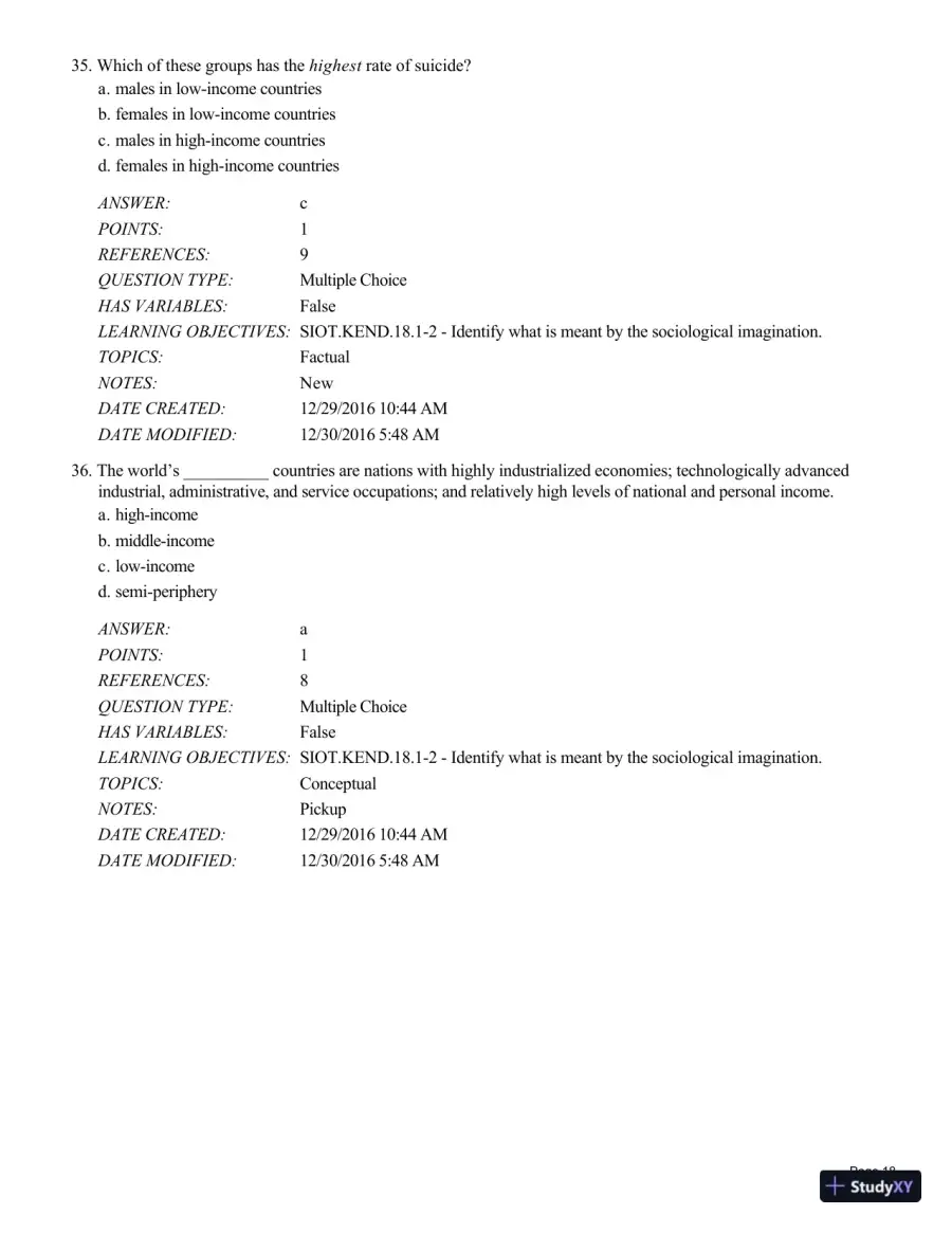 Test Bank For Sociology in Our Times, 11th Edition, page 19