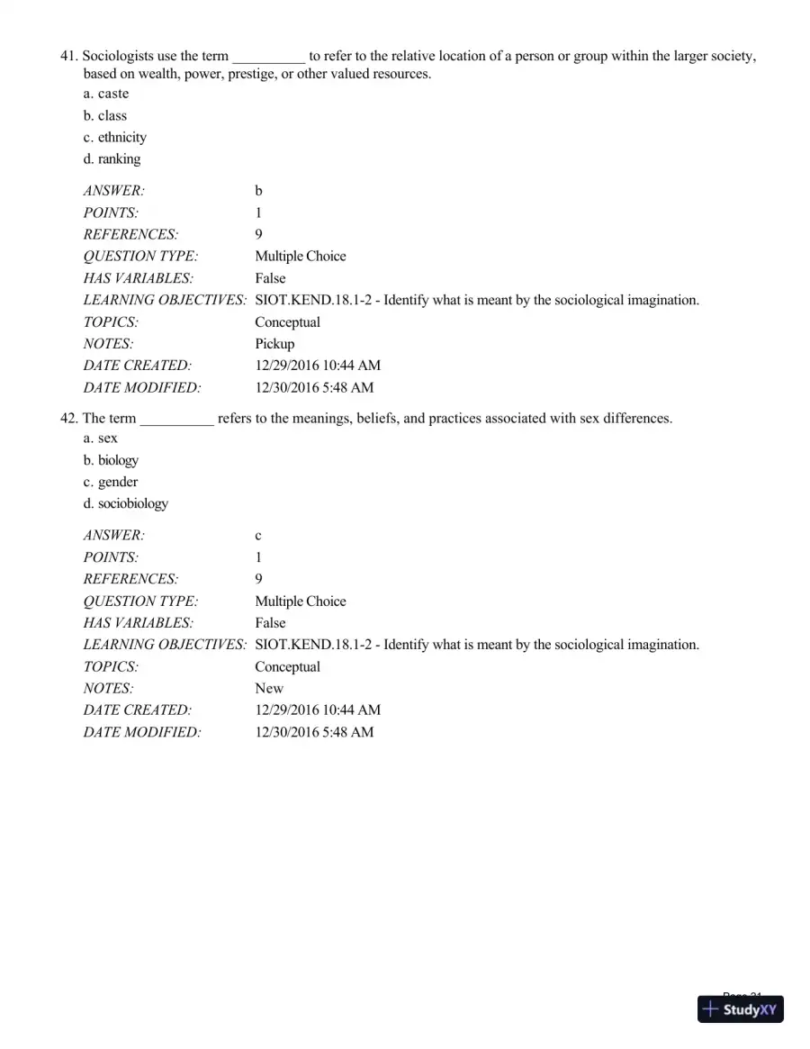 Test Bank For Sociology in Our Times, 11th Edition, page 22