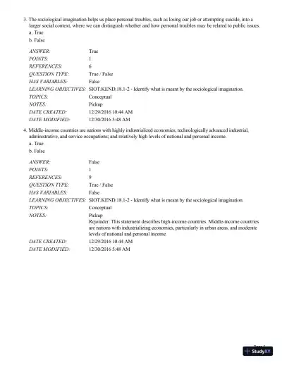 Test Bank For Sociology in Our Times, 11th Edition - Page 3 preview image