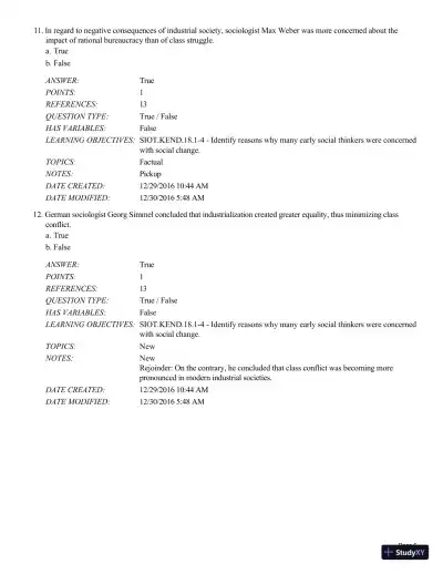 Test Bank For Sociology in Our Times, 11th Edition - Page 7 preview image