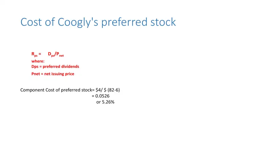 Cost Of Coogly's Preferred Stock, page 2