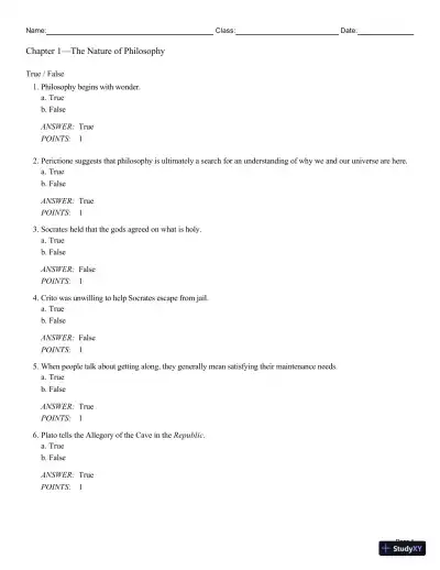 Test Bank For Philosophy: A Text with Readings, 13th Edition - Page 1 preview image