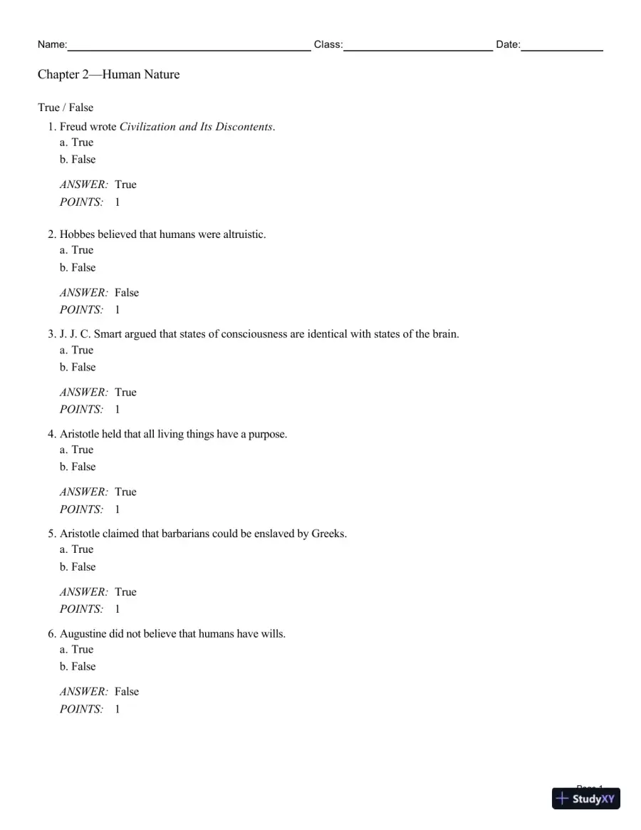 Test Bank For Philosophy: A Text with Readings, 13th Edition, page 10